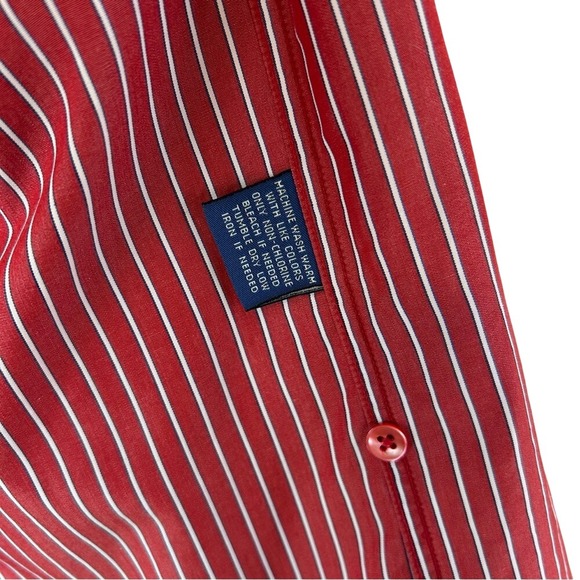 Vintage Faconnable Red‎ Striped Button Down Shirt Size Small - Picture 10 of 10